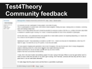 Test4Theory
Community feedback
 