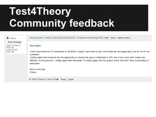 Test4Theory
Community feedback
 