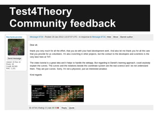 Test4Theory
Community feedback
 