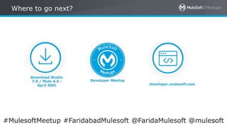 All contents © MuleSoft Inc.
Where to go next?
20#MulesoftMeetup #FaridabadMulesoft @FaridaMulesoft @mulesoft
 
