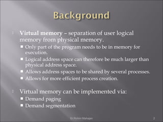 Virtual Memory User Space Virtual memory | PPT