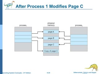 9.20 Silberschatz, Galvin and GagneOperating System Concepts – 8th
Edition
After Process 1 Modifies Page C
 