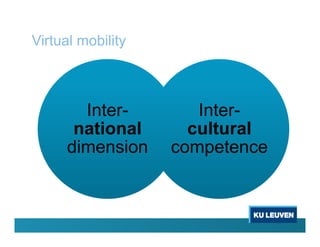 Virtual mobility
Inter-
national
dimension
Inter-
cultural
competence
 
