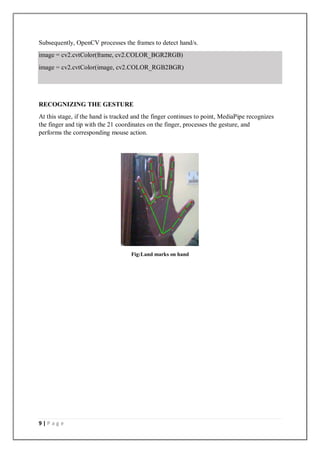 AN INTERNSHIP REPORT ON VIRTUAL MOUSE USING HAND GESTURES PROJECT | PDF