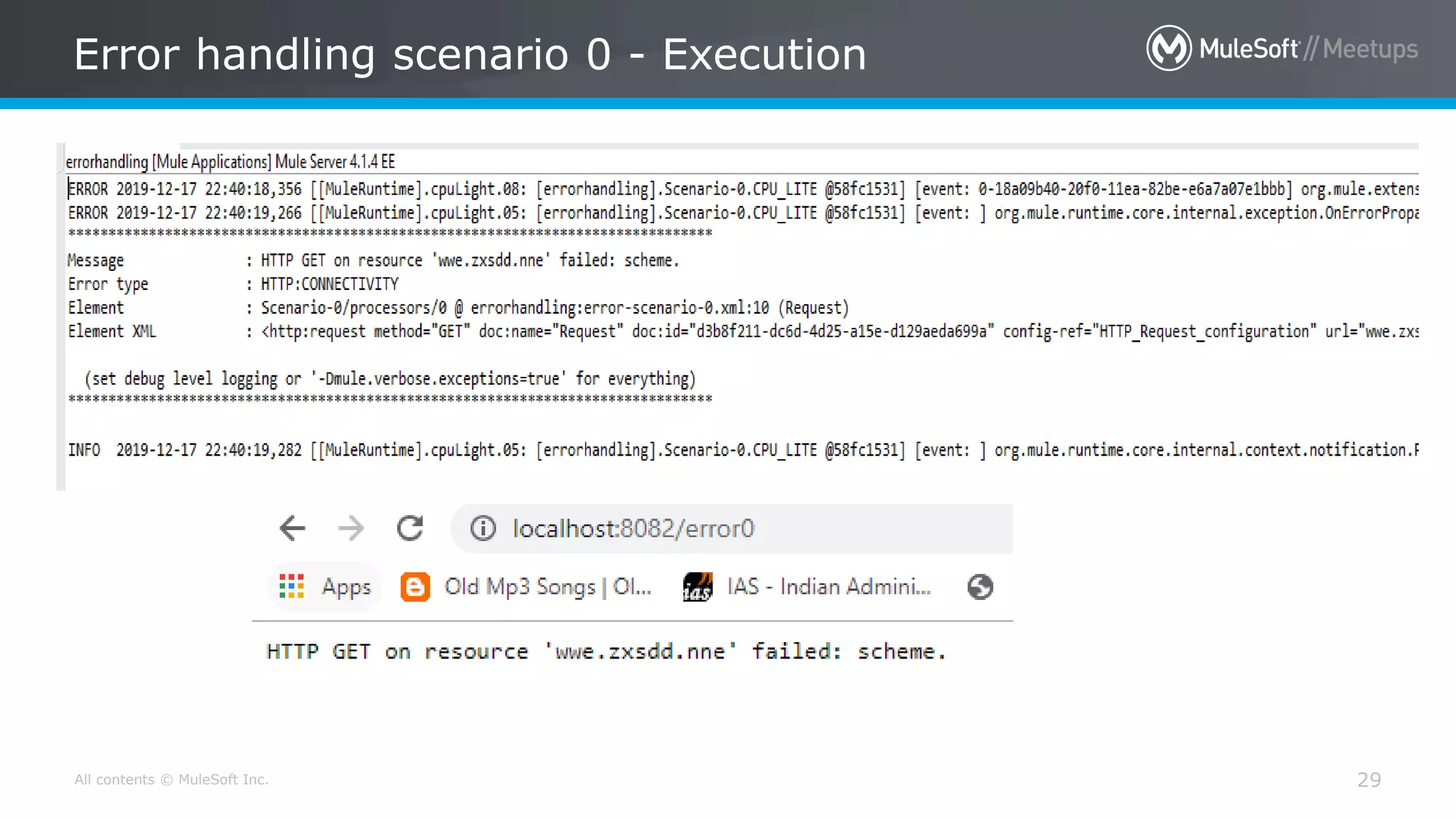 All contents © MuleSoft Inc.
Error handling scenario 0 - Execution
29
 