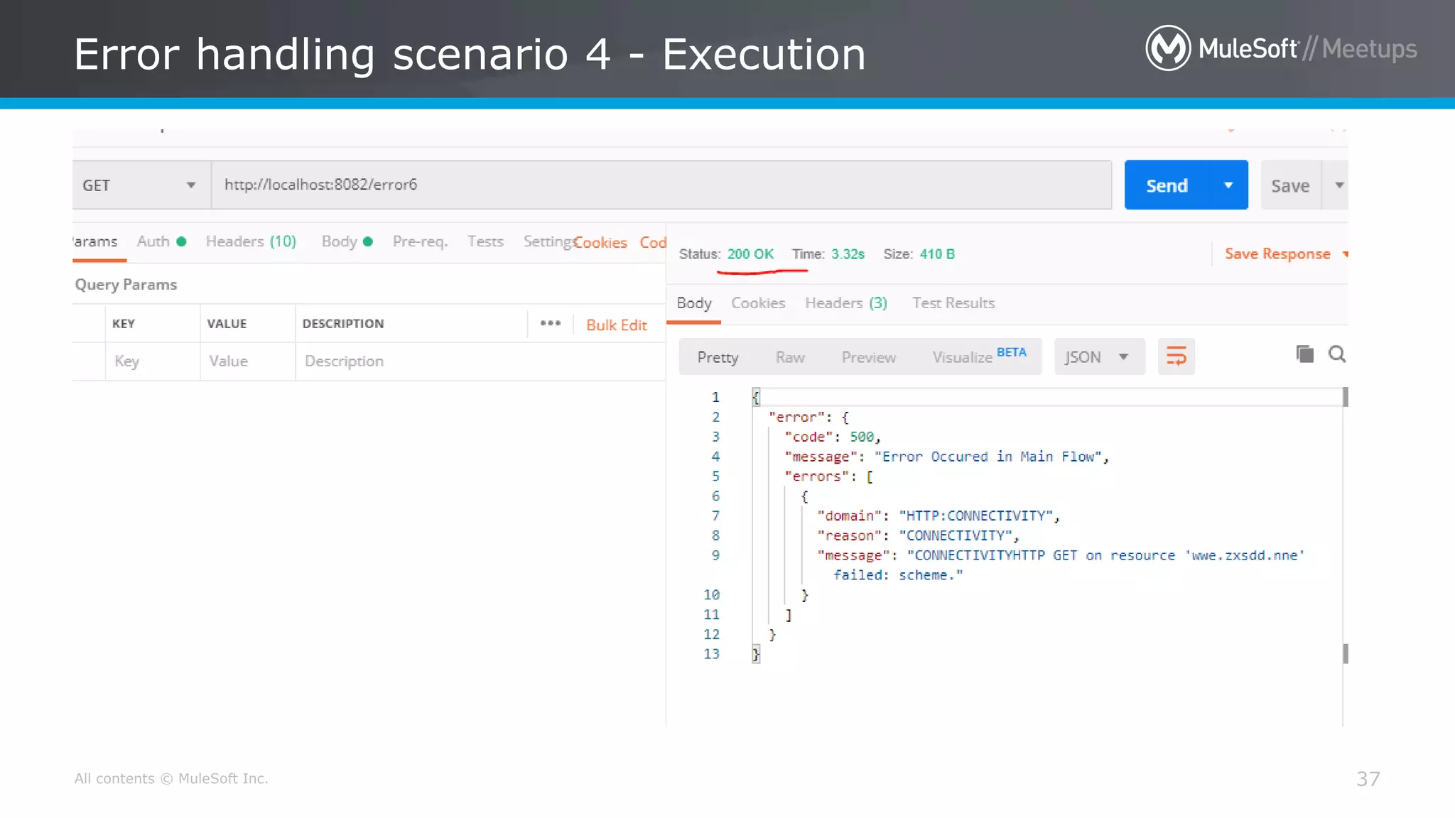 All contents © MuleSoft Inc.
Error handling scenario 4 - Execution
37
 