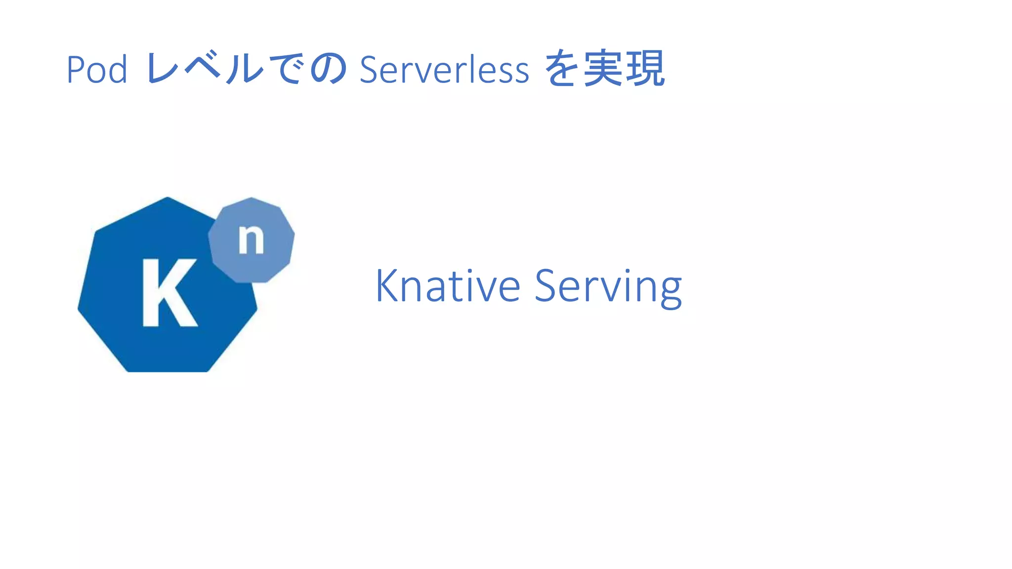 Knative Serving
Pod レベルでの Serverless を実現
 