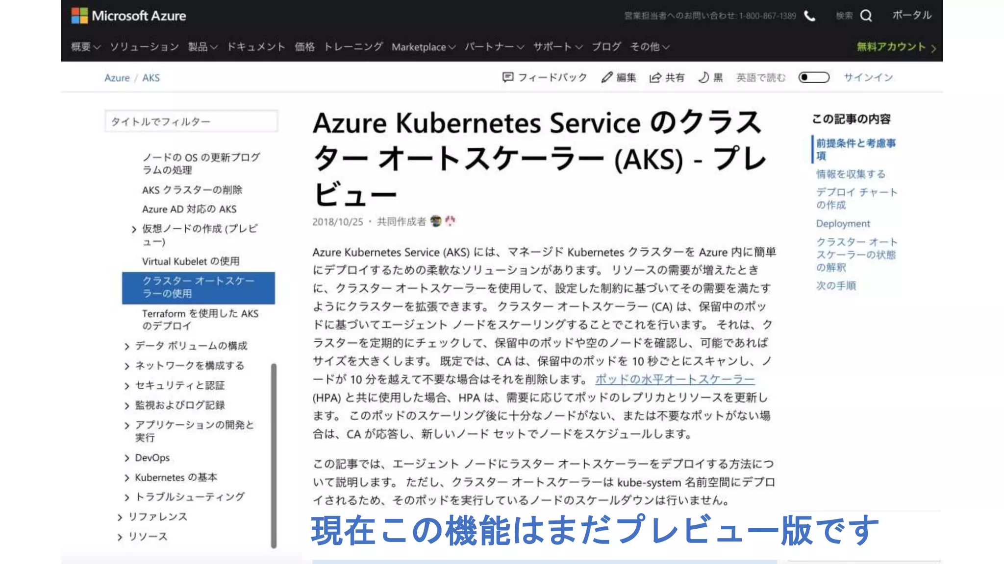 現在この機能はまだプレビュー版です
 