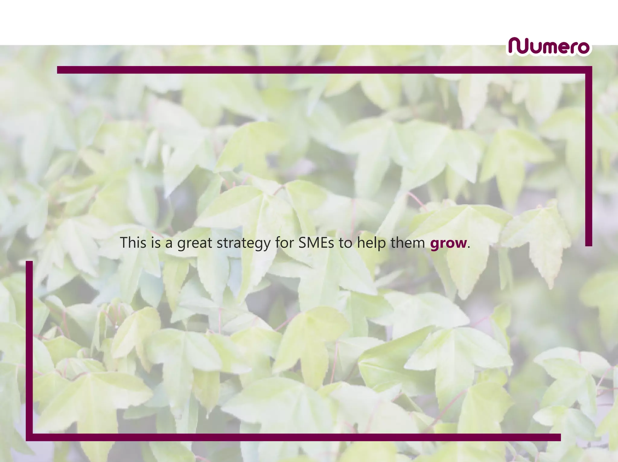 This is a great strategy for SMEs to help them grow.
 
