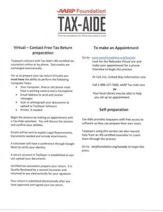 AARP Foundation Tax-Aide Virtual Poster