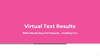 Virtual Text Results
Make Results Easy For Everyone….Including You
16
 