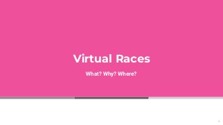Virtual Races
What? Why? Where?
4
 