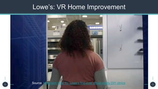 Lowe’s: VR Home Improvement
Source: Holoroom How To: Lowe’s first-ever virtual reality DIY clinics
 