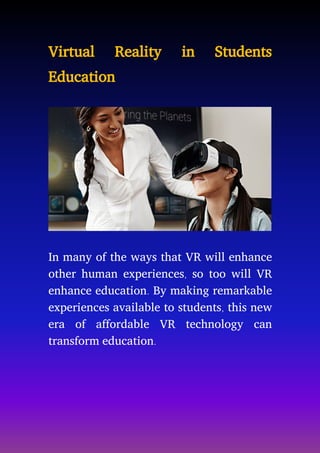 Virtual Reality in Students Education | PDF