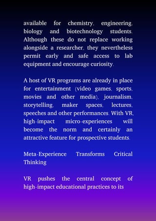 Virtual Reality in Students Education | PDF