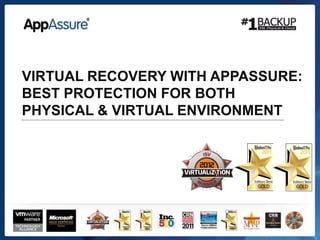 VIRTUAL RECOVERY WITH APPASSURE:
BEST PROTECTION FOR BOTH
PHYSICAL & VIRTUAL ENVIRONMENT
 