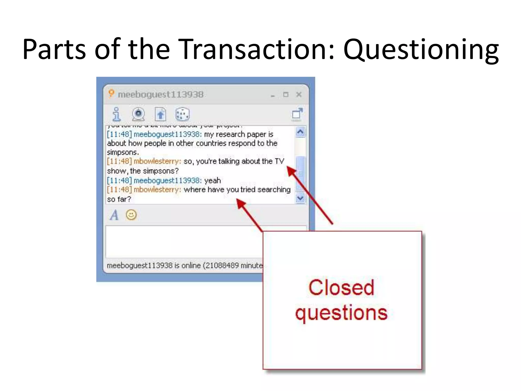 Parts of the Transaction: Questioning