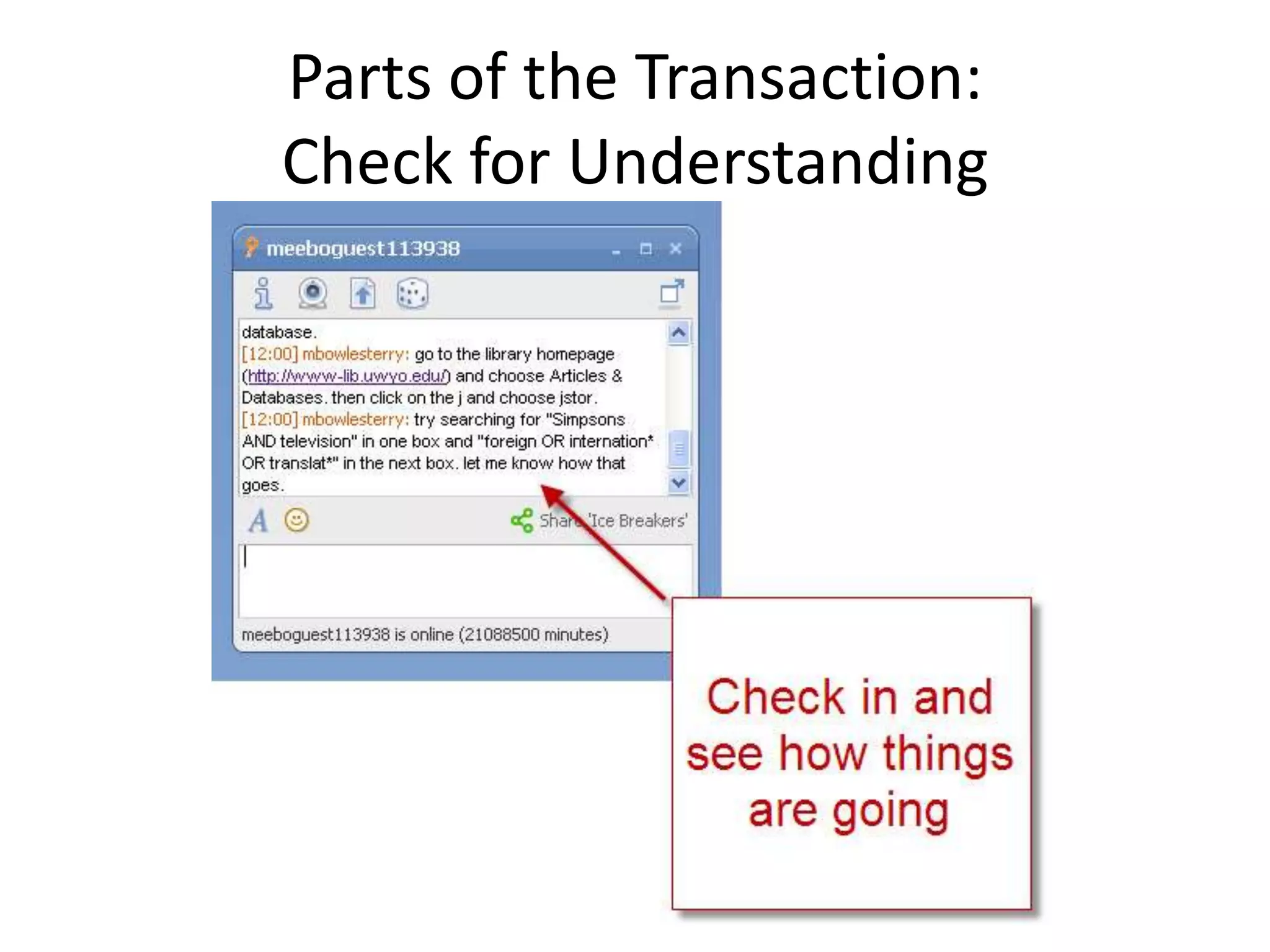 Parts of the Transaction: Check for Understanding