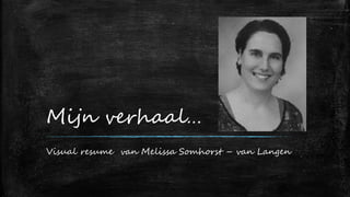 Mijn verhaal…
Visual resume van Melissa Somhorst – van Langen
 