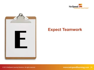 © 2013 NetSpeed Learning Solutions. All rights reserved. 25
E
Expect Teamwork
 