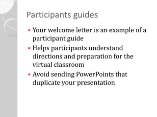 Presentation Participant Guide Examples Virtual Trainer Best Practices Power Point Presentation | PDF
