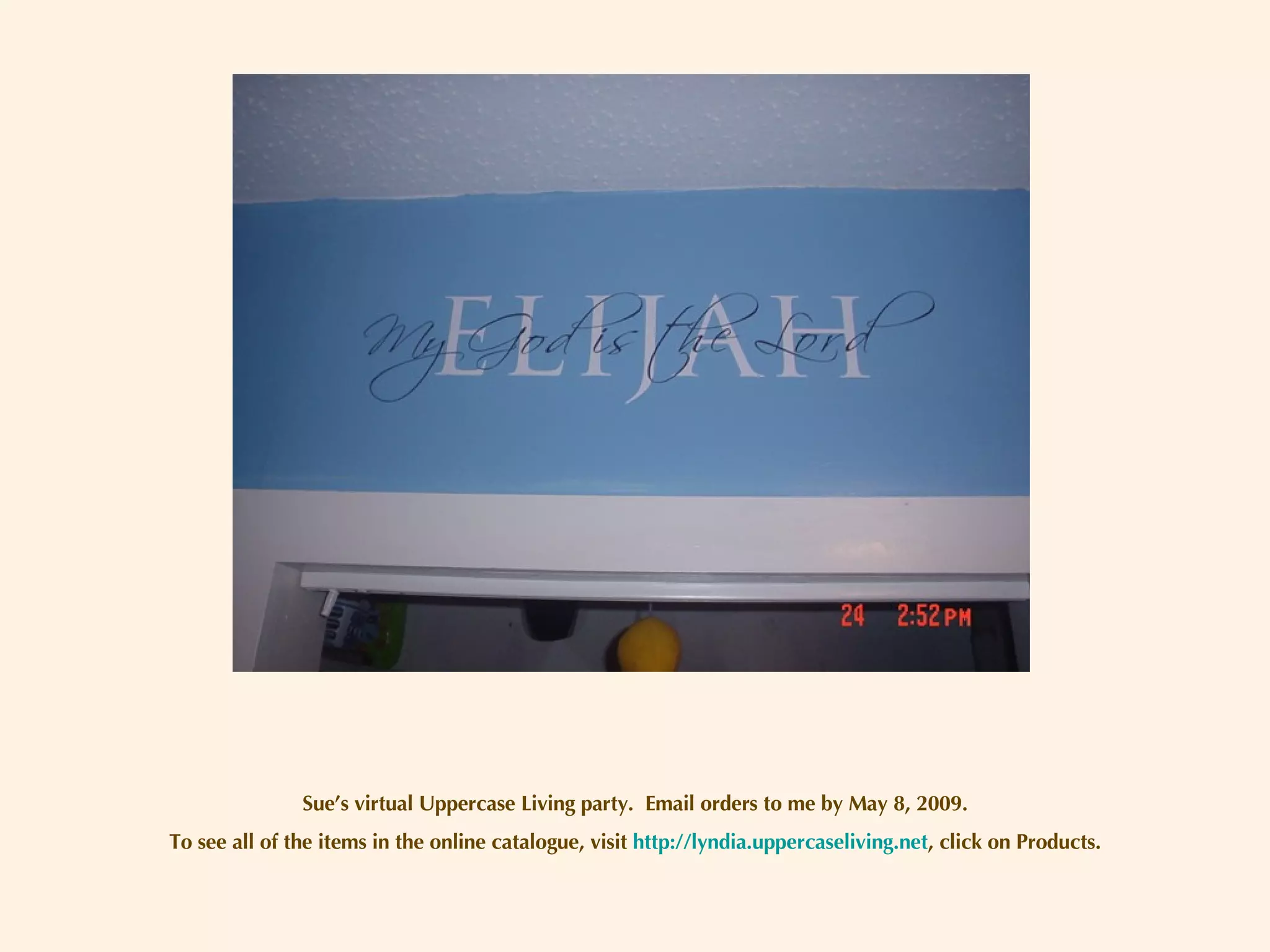 Sue’s virtual Uppercase Living party.  Email orders to me by May 8, 2009. To see all of the items in the online catalogue, visit  http://lyndia.uppercaseliving.net , click on Products. 