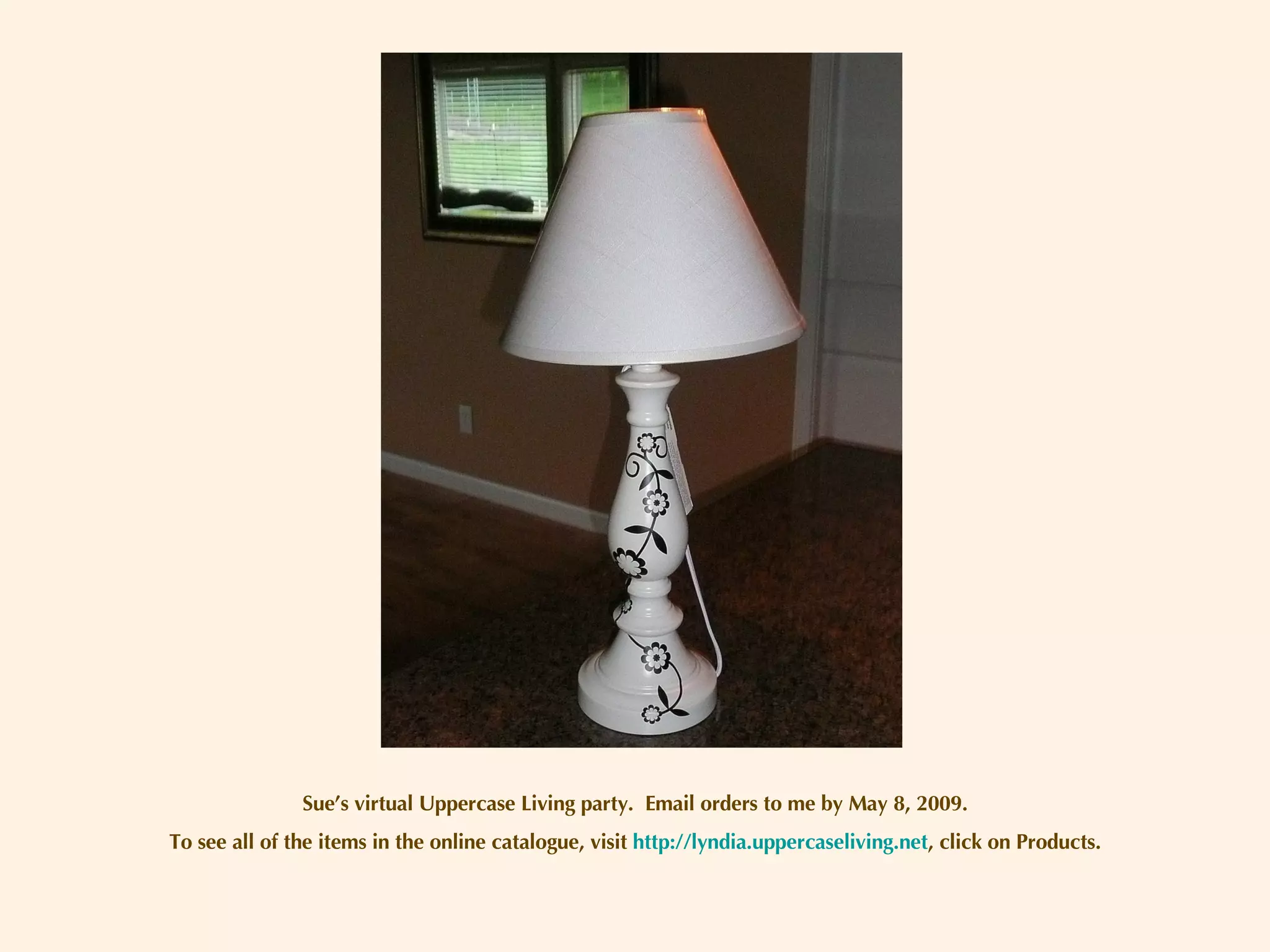 Sue’s virtual Uppercase Living party.  Email orders to me by May 8, 2009. To see all of the items in the online catalogue, visit  http://lyndia.uppercaseliving.net , click on Products. 