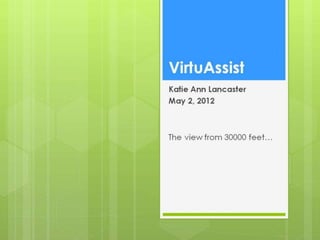 VirtuAssist View from 30000 feet