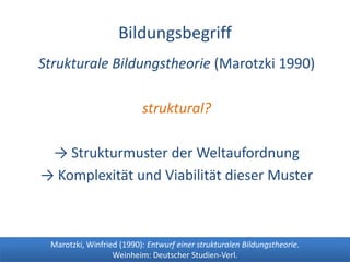 Dr. Benjamin Jörissen – www.joerissen.name




                    Bildungsbegriff
Strukturale Bildungstheorie (Marotzki 1...