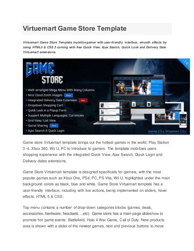 virtuemart game store template