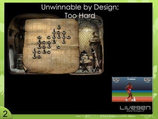 Unwinnable by Design:
Too Hard
June 17, 2015 © Dana Ruggiero & Katrin Becker 19
 