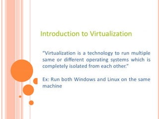 Unit 1 Virtualization & Types of Virtualization | PPTX