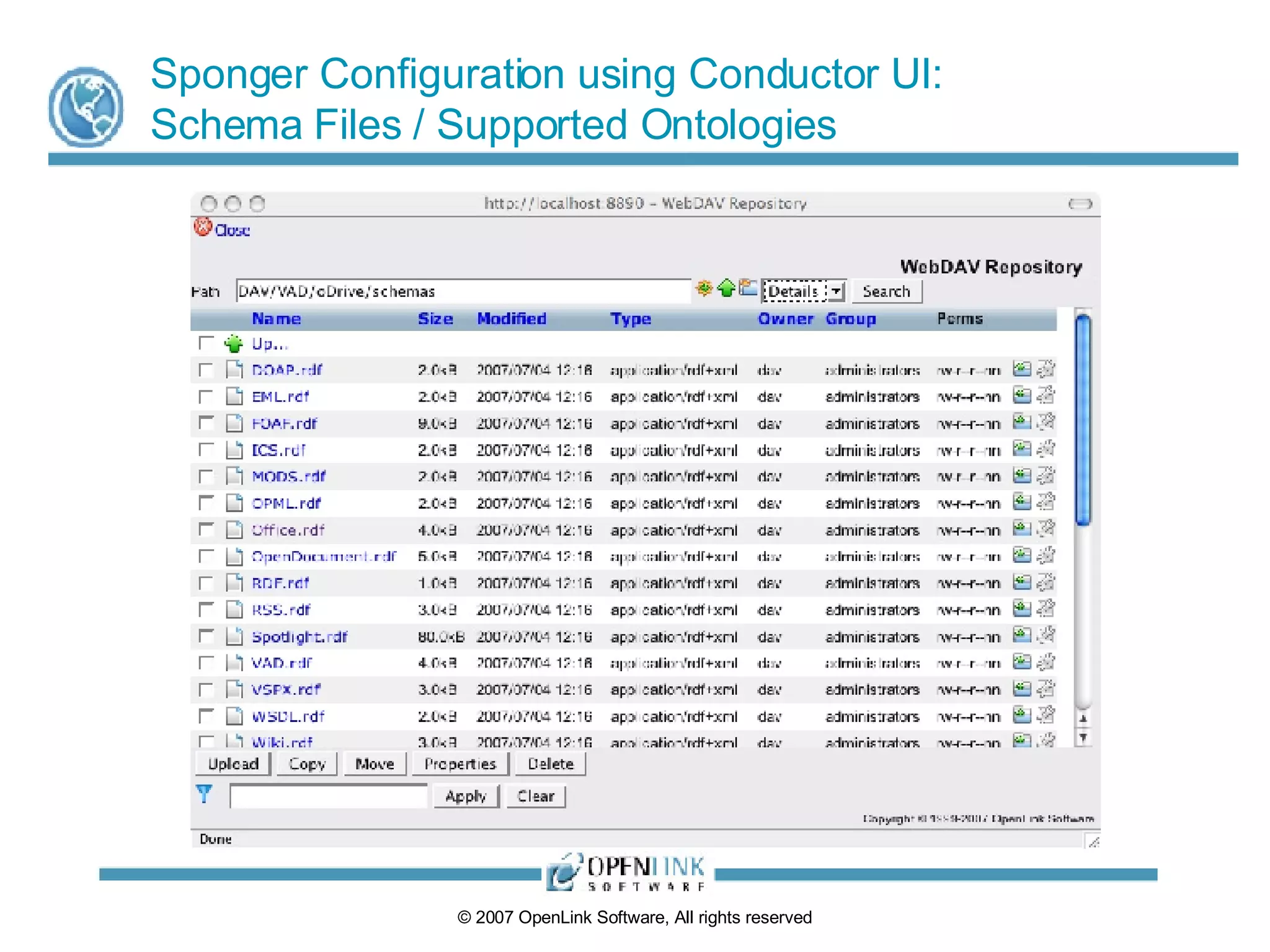 Sponger Configuration using Conductor UI: Schema Files / Supported Ontologies 