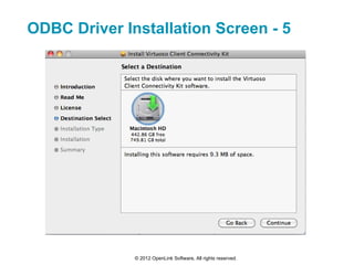 ODBC Driver Installation Screen - 5




              © 2012 OpenLink Software, All rights reserved.
 