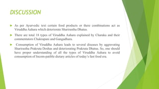 Concept of viruddha Aahara in ayurvedic science | PPTX