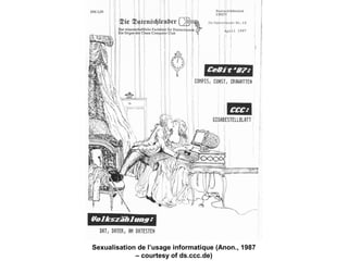 Promesses et limites des SMAP Tubaro & AA Casilli
Sexualisation de l’usage informatique (Anon., 1987
– courtesy of ds.ccc.de)
 