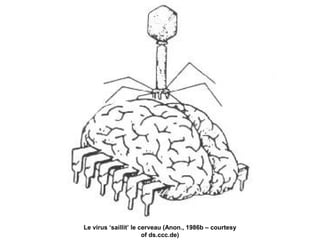 Promesses et limites des SMAP Tubaro & AA Casilli
Le virus ‘saillit’ le cerveau (Anon., 1986b – courtesy
of ds.ccc.de)
 