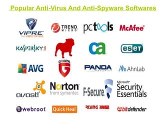 SPYWARE: It is a type of malware that can be installed on computers, and which collects small pieces of information about users without their knowledge. The presence of spyware is typically hidden from the user, and can be difficult to detect. Typically, spyware is secretly installed on the user's personal computer. ADWARE: It is any software package which automatically plays, displays, or downloads advertisements to a computer. It is a type of malware which steals information. Example  Bonzi Buddy , an application marketed as an "I ntelligent Software Agent ", corrupted many of the user's system files, forcing the display of many obscene advertisements. 