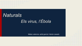 Naturals 
Els virus, l’Èbola 
Mateo valencia, adrià garcía i héctor casado 
 