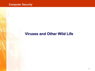 1
Computer Security
Viruses and Other Wild Life
 