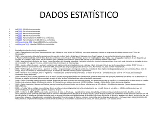 DADOS ESTATÍSTICO
•   Até 1995 - 15.000 vírus conhecidos;
•   Até 1999 - 20.500 vírus conhecidos;
•   Até 2000 - 49.000 vírus conhecidos;
•   Até 2001 - 58.000 vírus conhecidos;
•   Até 2005 - Aproximadamente 75.000 vírus conhecidos;
•   Até 2007 - Aproximadamente 200.000 vírus conhecidos;
•   Até Novembro de 2008 - Mais de 530.000 vírus conhecidos.
•   Até Março de 2010 - Mais de 630.000 vírus conhecidos.
•

•   Evolução dos vírus dos micro-computadores
•   1983 – O pesquisador Fred Cohen (Doutorando de Engª. Elétrica da Univ. do Sul da Califórnia), entre suas pesquisas, chamou os programas de códigos nocivos como "Vírus de
    Computador".
•   1987 – Surge o primeiro Vírus de Computador escrito por dois irmãos: Basit e Amjad que foi batizado como 'Brain', apesar de ser conhecido também como: Lahore, Brain-
    a, Pakistani, Pakistani Brain, e UIU. O Vírus Brain documentado como 'Vírus de Boot', infectava o setor de incialização do disco rígido, e sua propagação era através de um disquete que
    ocupava 3k, quando o boot ocorria, ele se transferia para o endereço da memória "0000:7C00h" da Bios que o automaticamente o executava.
•   1988 – Surge o primeiro Antivírus, por Denny Yanuar Ramdhani em Bandung, Indonésia. O primeiro Antivírus a imunizar sistema contra o vírus Brain, onde ele extrai as entradas do vírus
    do computador em seguida imunizava o sistema contra outros ataques da mesma praga
•   1989 – Aparece o Dark Avenger, o qual vem contaminando rapidamente os computadores, mas o estrago é bem lento, permitindo que o vírus passe despercebido. A IBM fornece o
    primeiro antivírus comercial. No início do ano de 1989, apenas 9% das empresas pesquisadas tinha um vírus. No final do ano, esse número veio para 63%.
•   1992 – Michelangelo, o primeiro vírus a aparecer na mídia. É programado para sobregravar partes das unidades de disco rígido criando pastas e arquivos com conteúdos falsos em 6 de
    março, dia do nascimento do artista da Renascença. As vendas de software antivírus subiram rapidamente.
•   1994 – Nome do vírus Pathogen, feito na Inglaterra, é rastreado pela Scotland Yard e condenado a 18 meses de prisão. É a primeira vez que o autor de um vírus é processado por
    disseminar código destruidor.
•   1995 – Nome do vírus Concept, o primeiro vírus de macro. Escrito em linguagem Word Basic da Microsoft, pode ser executado em qualquer plataforma com Word - PC ou Macintosh. O
    Concept se espalha facilmente, pois se replicam através do setor de boot, espalhando por todos os arquivos executaveis.
•   1999 – O vírus Chernobyl, deleta o acesso a unidade de disco e não deixa o usuário ter acesso ao sistema. Seu aparecimento deu-se em abril. Sua contaminação foi bem pouco no Estados
    Unidos, mas provocou danos difundidos no exterior. A China sofreu um prejuízo de mais de US$ 291 milhões. Turquia e Coréia do Sul foram duramente atingidas.
•   2000 – O vírus LoveLetter, liberado nas Filipinas, varre a Europa e os Estados Unidos em seis horas. Infecta cerca de 2,5 milhões a 3 milhões de máquinas. Causou danos estimados em
    US$ 8,7 bilhões.
•   2001 – A "moda" são os códigos nocivos do tipo Worm (proliferam-se por páginas da Internet e principalmente por e-mail). Nome de um deles é o VBSWorms Generator, que foi
    desenvolvido por um programador argentino de apenas 18 anos.
•   2007 – Em torno de 2006 e 2007 houve muitas ocorrências de vírus no Orkut que é capaz de enviar scraps (recados) automaticamente para todos os contatos da vítima na rede
    social, além de roubar senhas e contas bancárias de um micro infectado através da captura de teclas e cliques. Apesar de que aqueles que receberem o recado precisam clicar em um link
    para se infectar, a relação de confiança existente entre os amigos aumenta muito a possibilidade de o usuário clicar sem desconfiar de que o link leva para um worm. Ao clicar no link, um
    arquivo bem pequeno é baixado para o computador do usuário. Ele se encarrega de baixar e instalar o restante das partes da praga, que enviará a mensagem para todos os contatos do
    Orkut. Além de simplesmente se espalhar usando a rede do Orkut, o vírus também rouba senhas de banco, em outras palavras, é um clássico Banker.
 