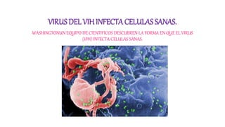 VIRUS DEL VIH INFECTA CELULAS SANAS.
WASHINGTONUN EQUIPO DE CIENTIFICOS DESCUBREN LA FORMA EN QUE EL VIRUS
(VIH) INFECTA CELULAS SANAS.
 