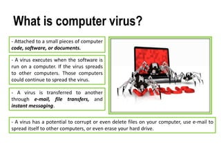 Viruses, worms, and trojan horses | PPTX