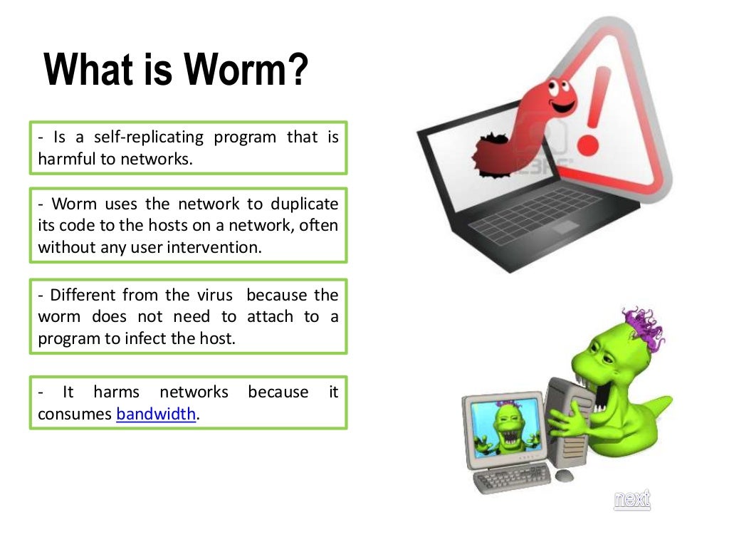 Viruses, worms, and trojan horses