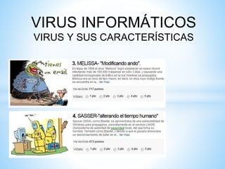 VIRUS INFORMÁTICOS
VIRUS Y SUS CARACTERÍSTICAS
 