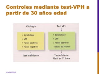 JVALDESPONS
Controles mediante test-VPH a
partir de 30 años edad
 