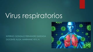 Virus respiratorios 
INTERNO: GONZALO FERNÁNDEZ QUEZADA 
DOCENTE: KLGA. MARIANNE VEYL N. 
 