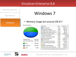 Memory Usage (on-access) VSE 8.7 VirusScan Enterprise 8.8 Windows 7 New Features About this document Comparison 