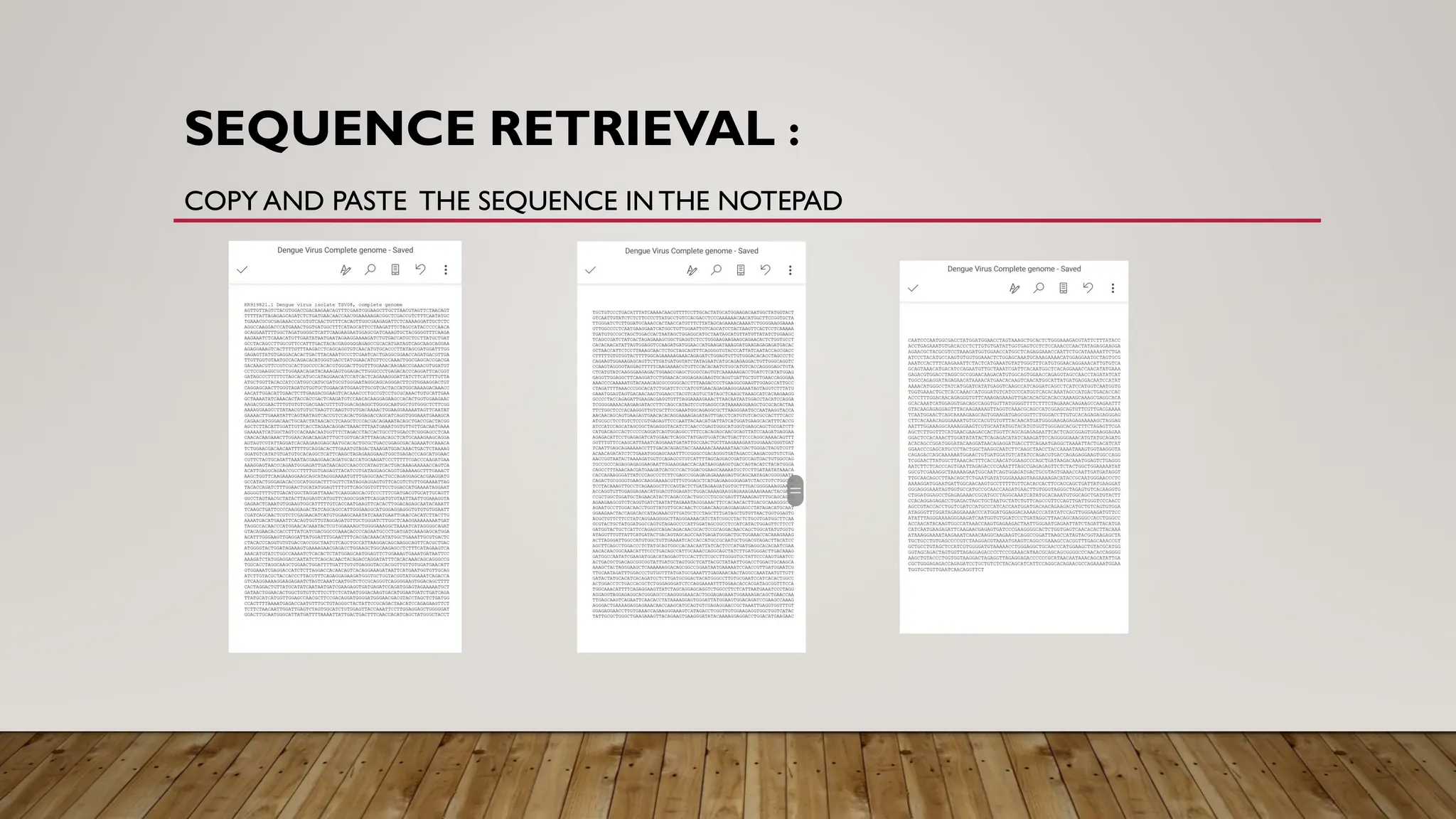 SEQUENCE RETRIEVAL :
COPY AND PASTE THE SEQUENCE IN THE NOTEPAD
 