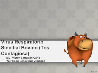 Virus Respiratorio
Sincitial Bovino (Tos
Contagiosa)
MC. Víctor Barragán Cano
Yair Esaú Echeverría Jiménez
 